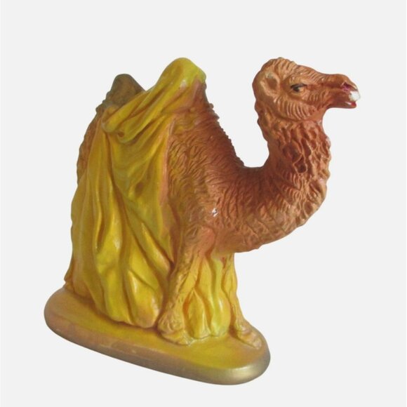 AS IS Vintage Chalkware Nativity Camel With Yellow Drape Figurine 3-1/2" tall - Picture 3 of 7